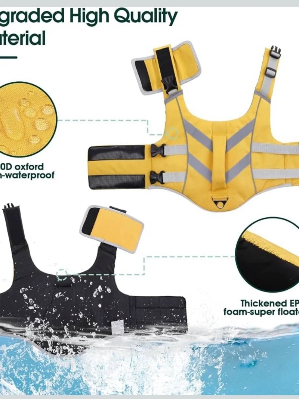 High-Visibility Yellow Reflective Dog Life Jacket